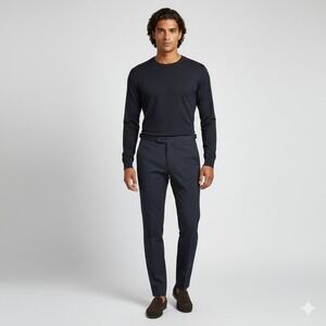 NWOT PT01 Super Slim Fit Wool Elastane Dress Pants Navy Blue Mens Sz 48 EU 32 US